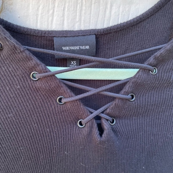 WHO WHAT WEAR LACE UP LONG SLEEVE SHIRT - Picture 5 of 5